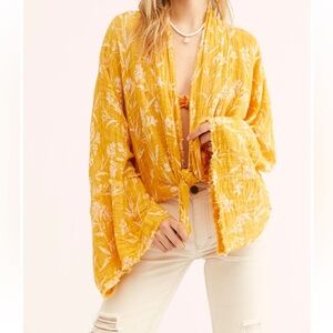 Free People yellow orange Azalea kimono BNWT sz xs/s